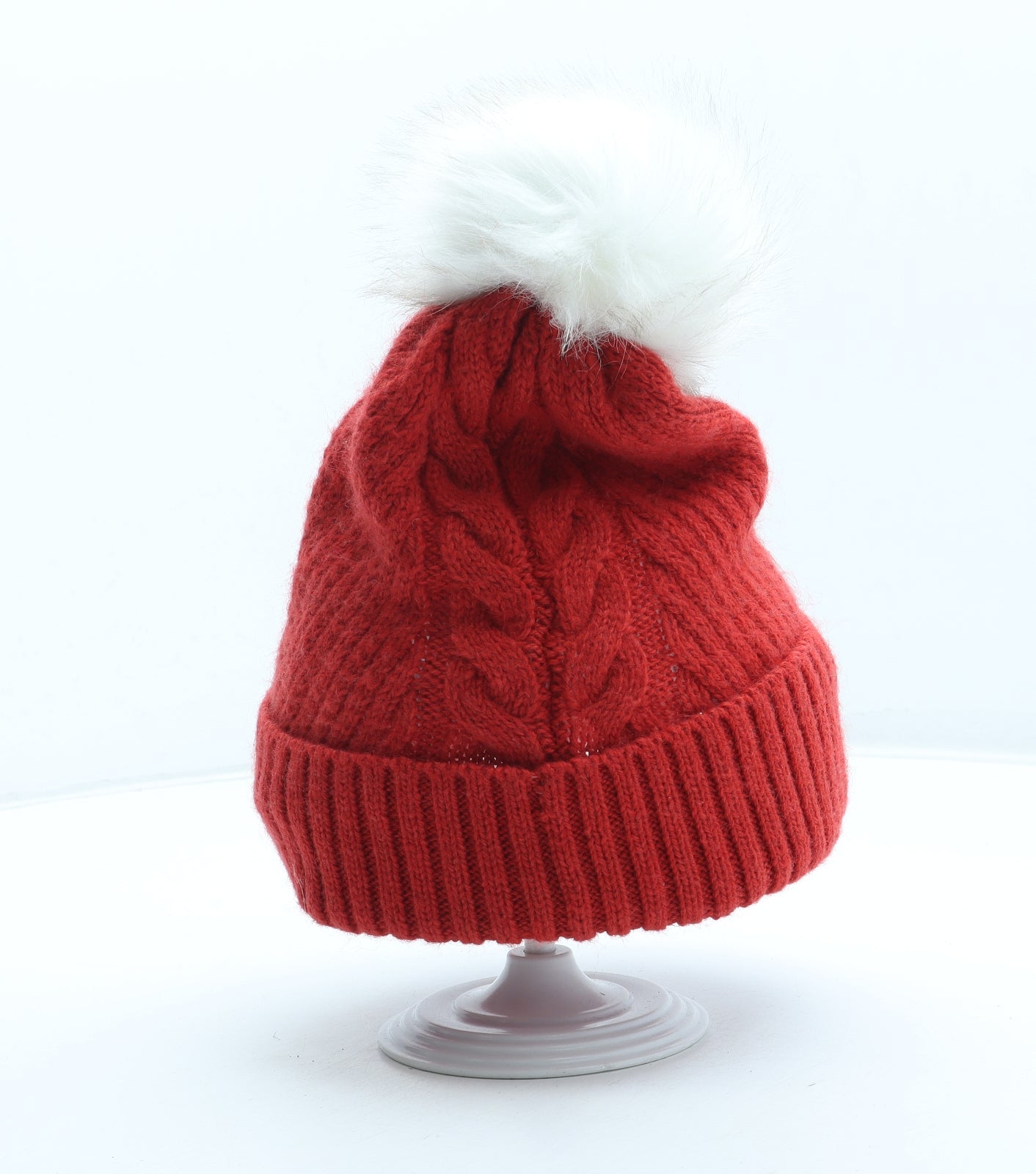 Jack Wills Womens Red Acrylic Bobble Hat One Size