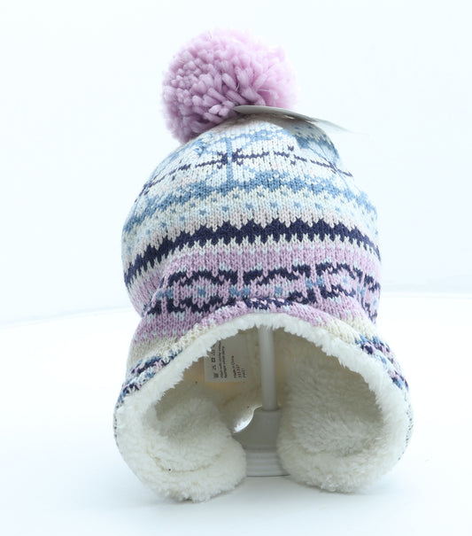 John Lewis Girls Multicoloured Fair Isle Acrylic Trapper Hat Size S - Size 3-5 Years
