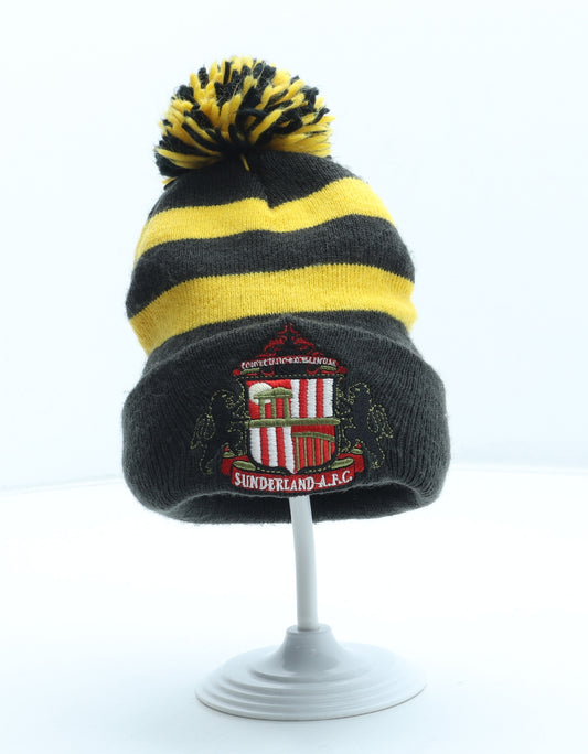 Sunderland AFC Boys Yellow Striped Acrylic Bobble Hat Size S