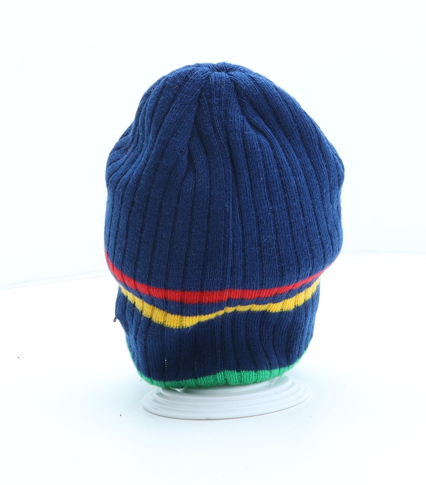 Sekem Mens Blue Striped Acrylic Beanie One Size - Rugby League World Cup