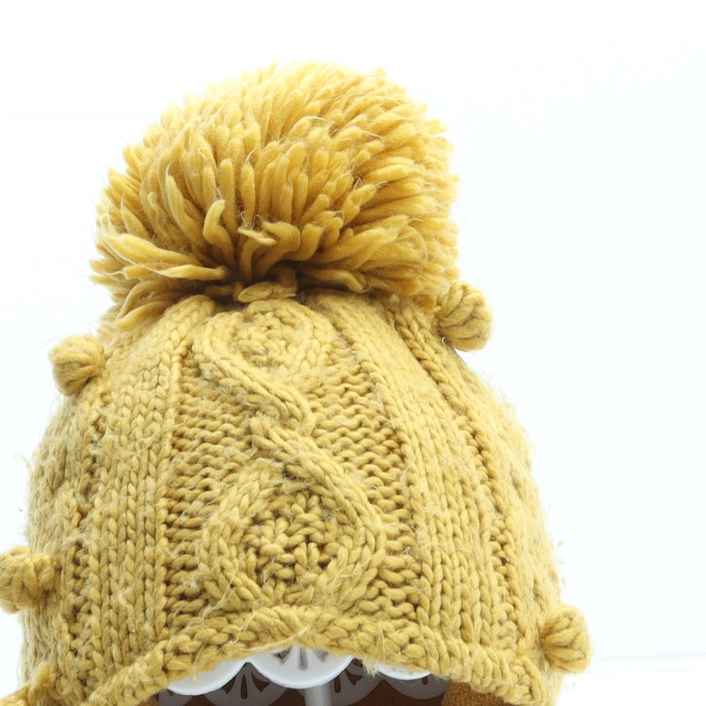 Mothercare Girls Yellow Acrylic Winter Hat One Size