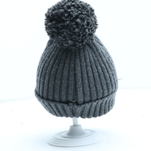 Marks and Spencer Girls Grey Viscose Bobble Hat One Size - Size 3-6 Years