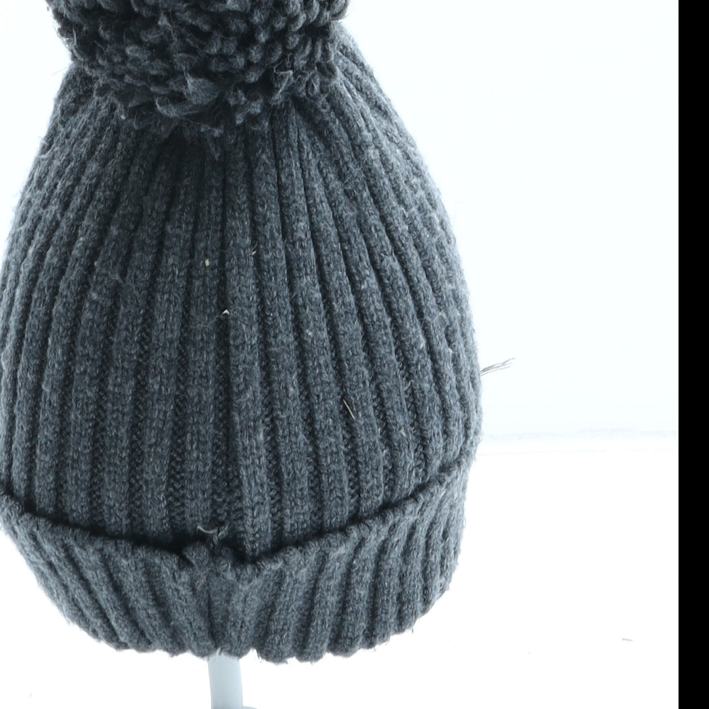 Marks and Spencer Girls Grey Viscose Bobble Hat One Size - Size 3-6 Years