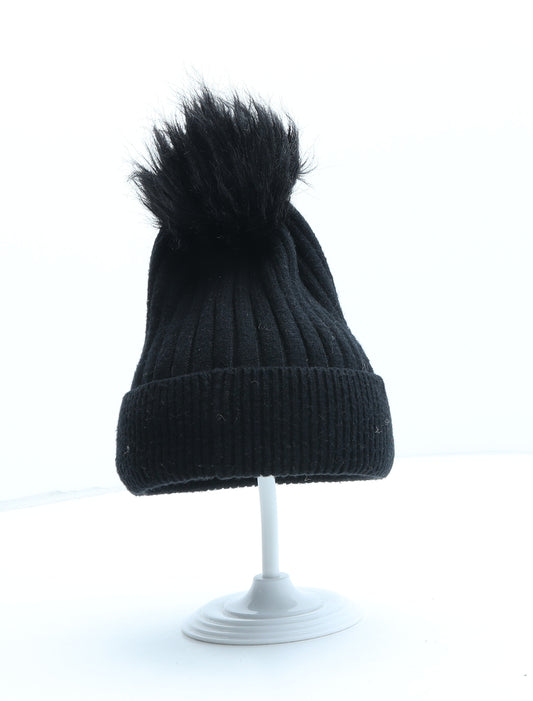 TU Girls Black Viscose Bobble Hat One Size