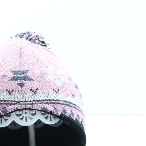 Dare 2B Girls Pink Fair Isle Acrylic Winter Hat One Size - Size 7-13 Years