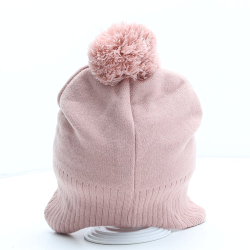 H&M Girls Pink Acrylic Bobble Hat One Size - UK Size 4-8 Years