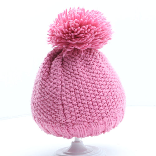 Marks and Spencer Girls Pink Acrylic Bobble Hat One Size - Size 3-6 Years