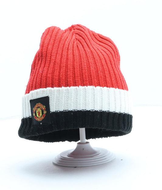 Manchester United Boys Red Colourblock Acrylic Winter Hat One Size - United