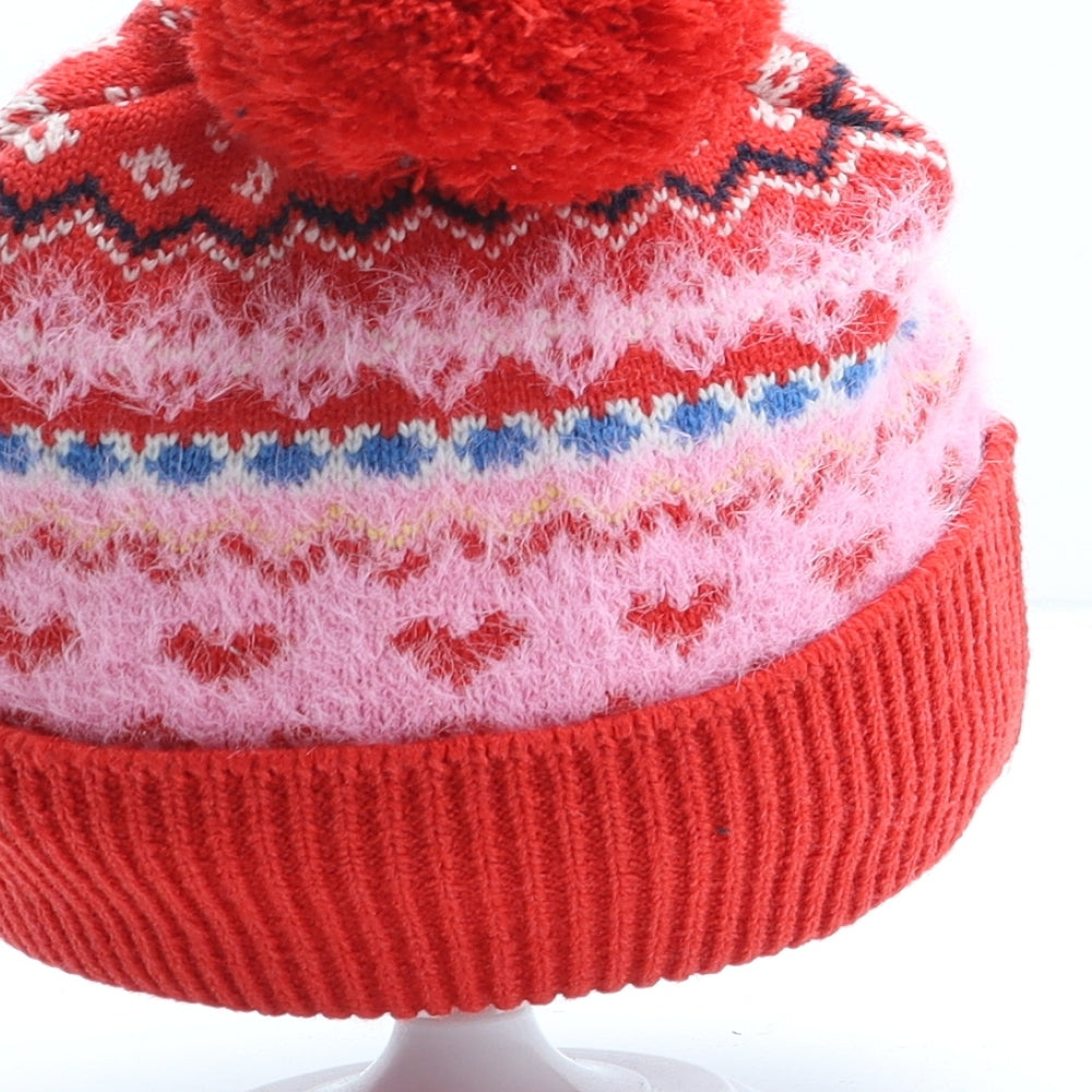 F&F Girls Multicoloured Fair Isle Polyester Bobble Hat One Size - UK Size 11-13 Years