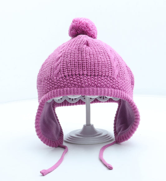 JoJo Maman Bébé Girls Pink Acrylic Winter Hat Size S