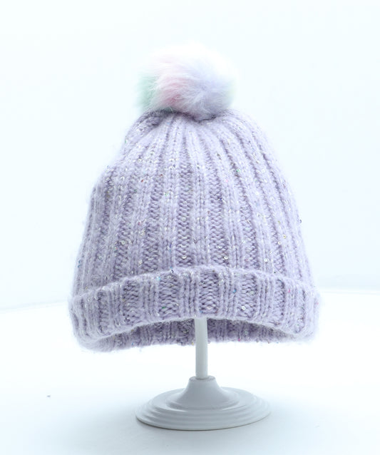 Mountain Warehouse Girls Purple Acrylic Bobble Hat One Size