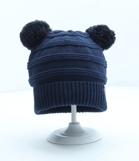Joules Boys Blue 100% Cotton Winter Hat Size Adjustable - Bobble Hat