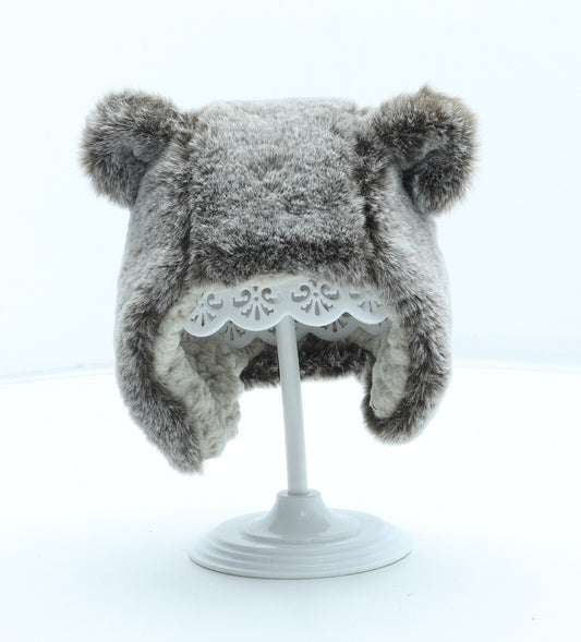 TU Boys Brown Polyester Winter Hat Size XS - Bear Ears