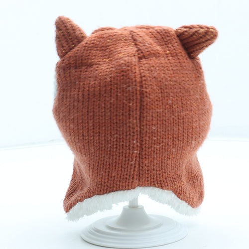 Nutmeg Girls Brown Acrylic Winter Hat Size S - Fox Detail Size 3-6 Months