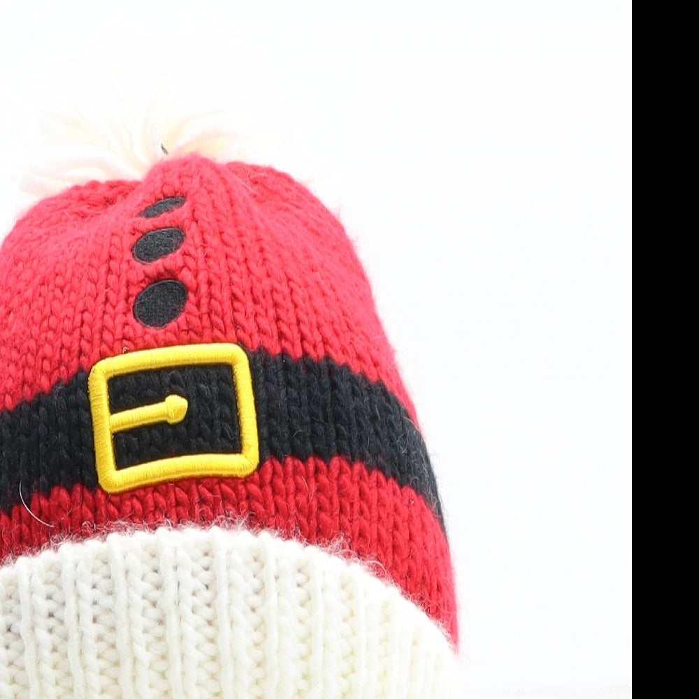 F&F Mens Red Acrylic Beanie One Size - Father Christmas Hat