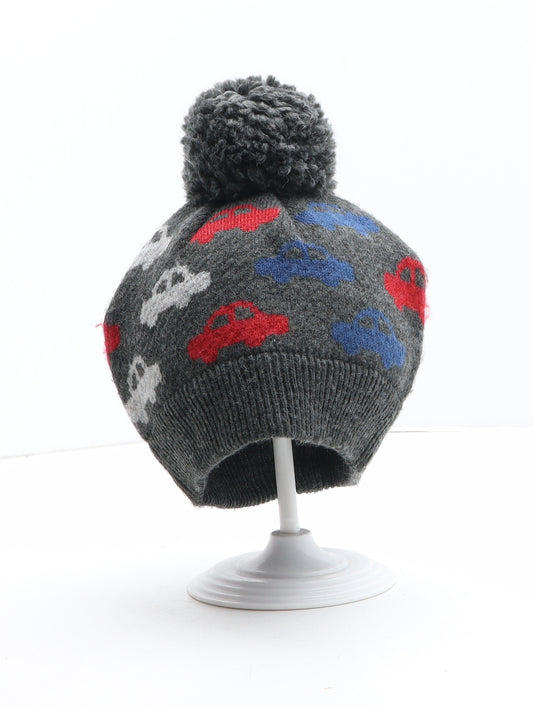 Marks and Spencer Boys Grey Geometric Acrylic Winter Hat One Size - Cars