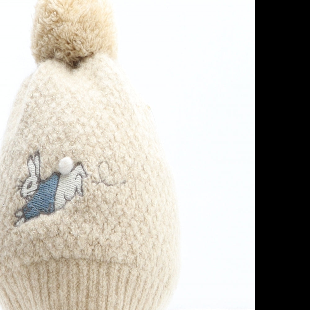 Marks and Spencer Girls Beige Acrylic Bobble Hat One Size - Peter Rabbit Size 3-6 Months