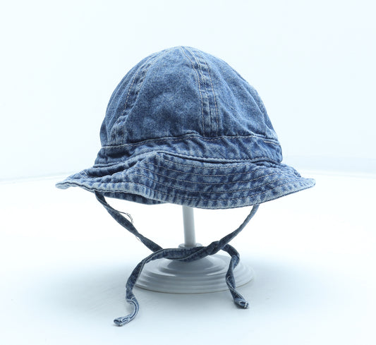 M Junior Girls Blue 100% Cotton Sun Hat Size S