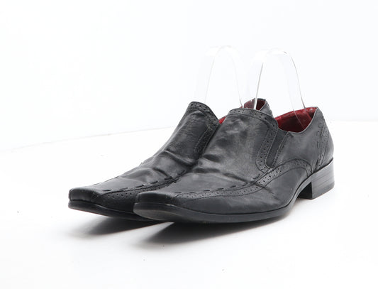 Front Mens Black Leather Slip On Casual UK 7 40