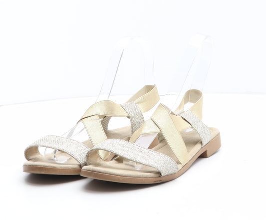 Marks and Spencer Womens Gold Synthetic Strappy Sandal UK