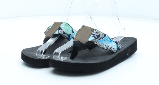 Thomas Calvi Womens Multicoloured Geometric Polyester Thong Sandal UK