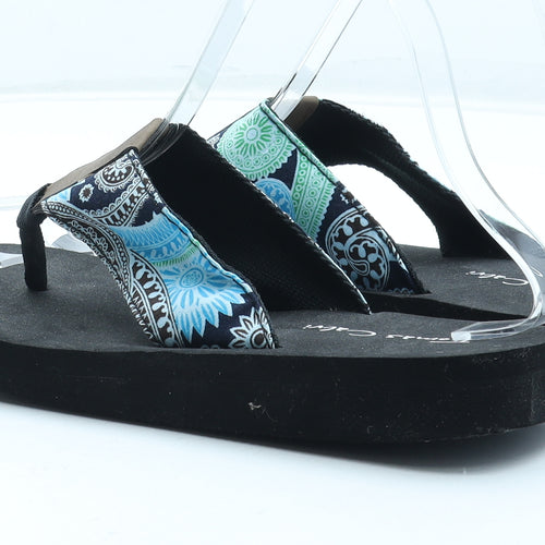 Thomas Calvi Womens Multicoloured Geometric Polyester Thong Sandal UK