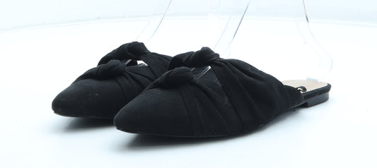 New Look Womens Black Polyester Slip On Flat UK - Wide Fit
