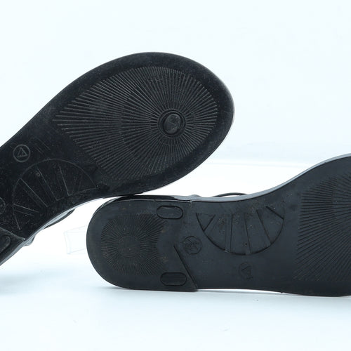 Preworn Womens Black Rubber Thong Sandal UK