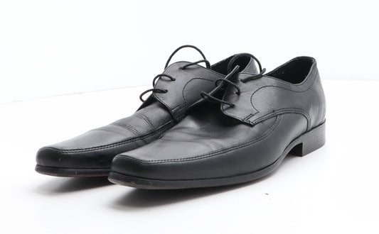 George Mens Black Leather Oxford Dress UK 8