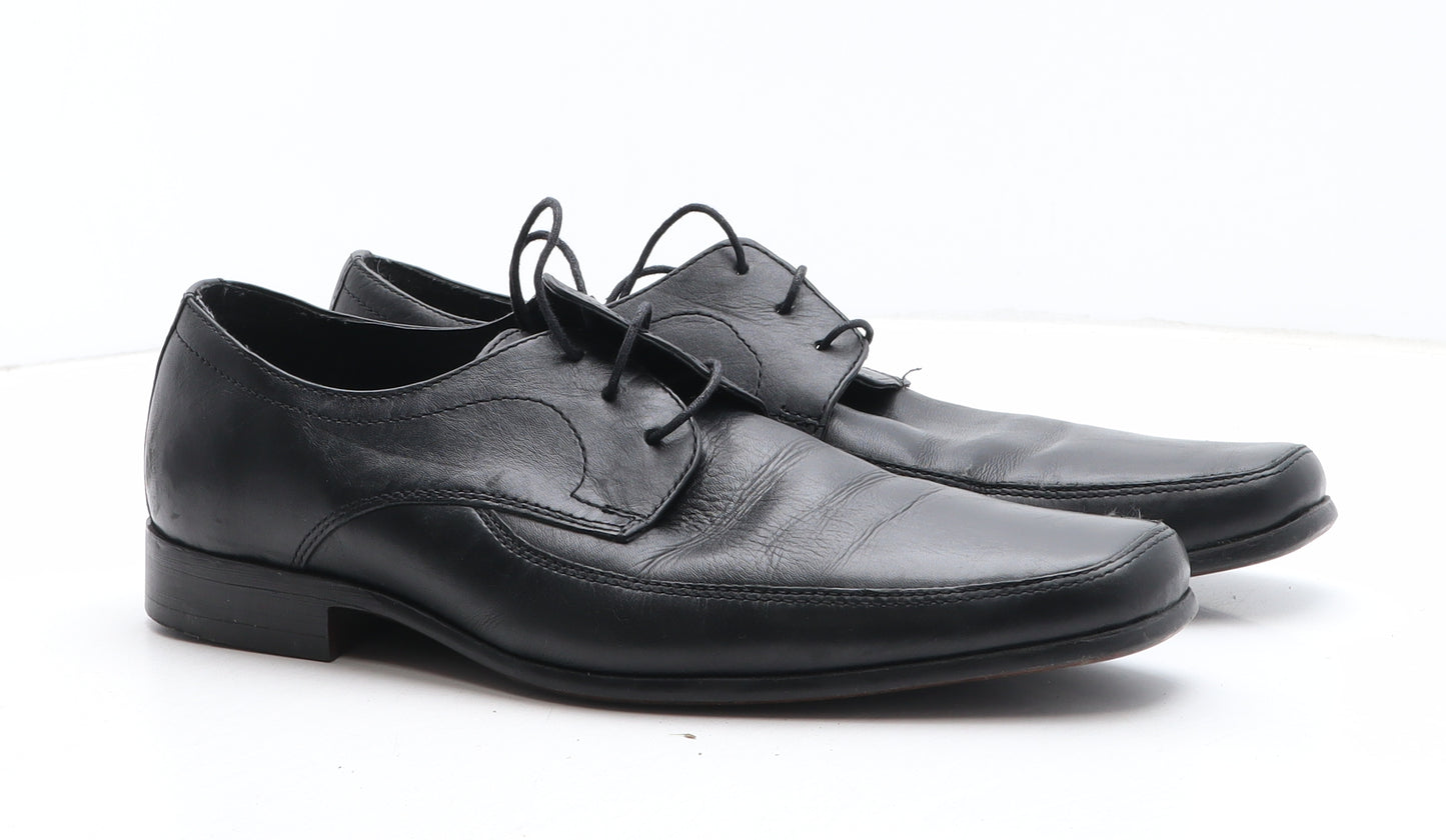 George Mens Black Leather Oxford Dress UK 8