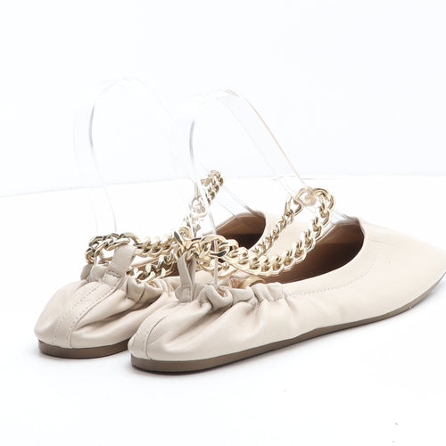 Primark Womens Beige Synthetic Flat UK - Chain Detail Strap