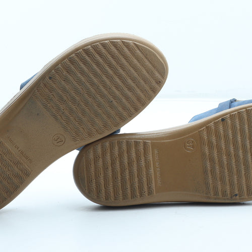 Elis Womens Blue Leather Slip On Sandal UK