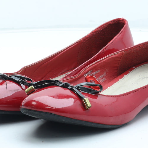 Fiore Womens Red Synthetic Ballet Flat UK
