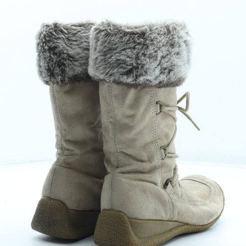 Preworn Womens Beige Leather Shearling Style Boot UK