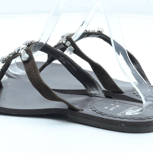 F&F Womens Brown Leather Thong Sandal UK
