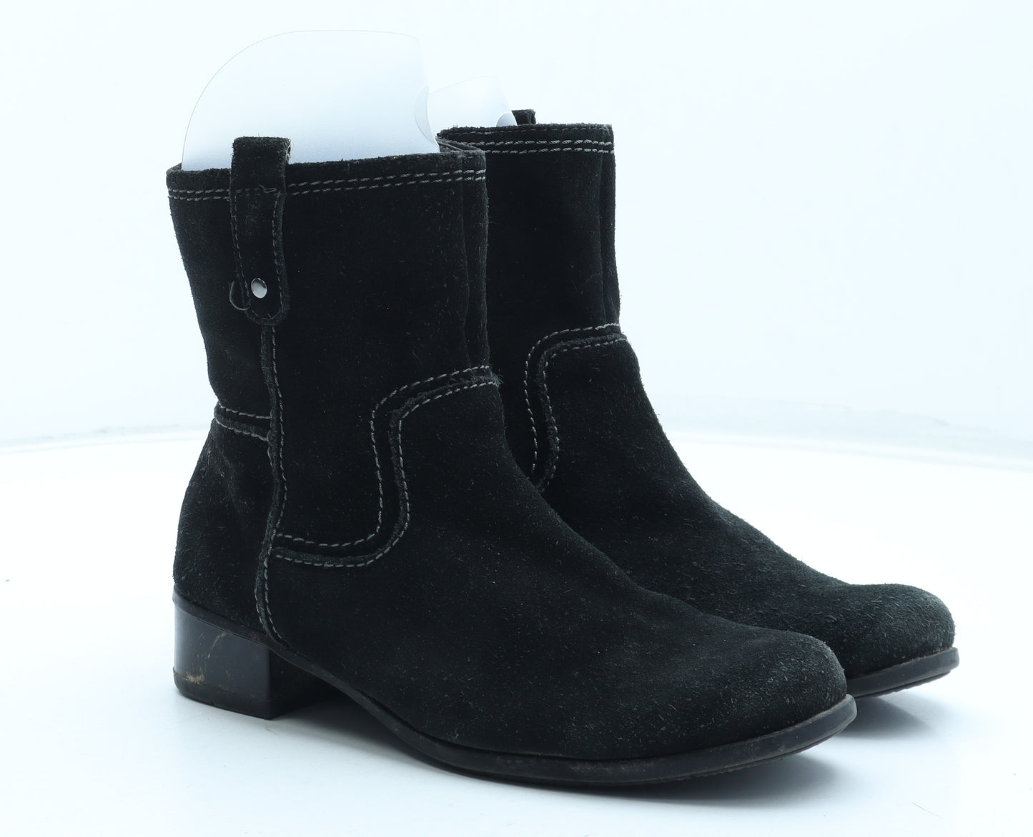 FootGlove Womens Black Leather Bootie Boot UK