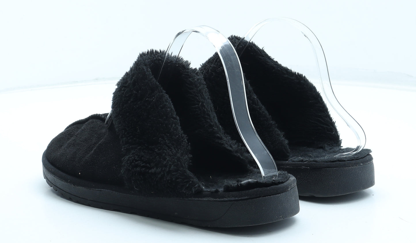 Beafasugg Womens Black Leather Slip On Flat UK - Snow Sliders. Estimate UK size 6