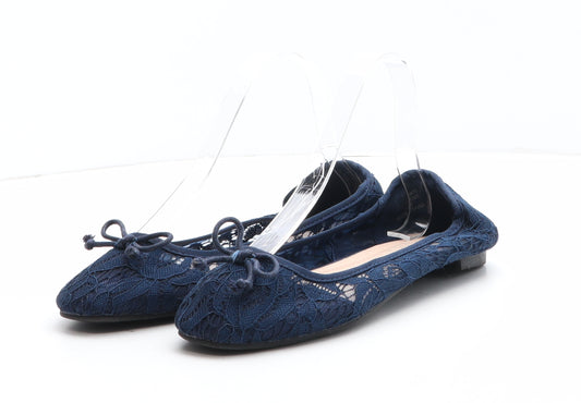 Principles Womens Blue Floral Synthetic Ballet Flat UK