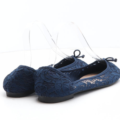 Principles Womens Blue Floral Synthetic Ballet Flat UK