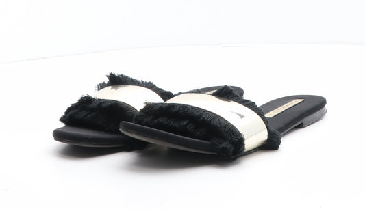 Zara Womens Black Colourblock Synthetic Slip On Sandal UK - UK Size Estimated 5