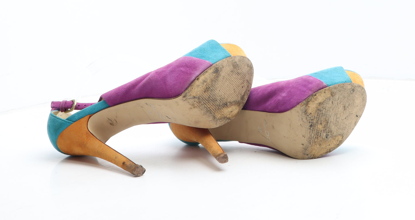 Aldo Womens Multicoloured Colourblock Synthetic Platform Heel UK - UK Size Estimated 5