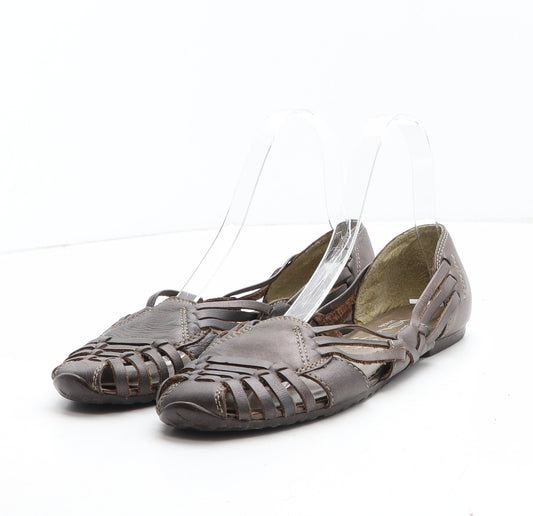New Look Womens Brown Leather Slip On Flat UK