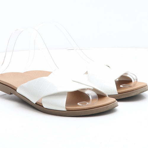 New Look Womens White Synthetic Slip On Sandal UK