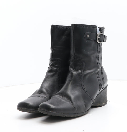 NEXT Womens Black Leather Bootie Boot UK