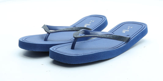 TU Womens Blue Rubber Thong Sandal UK - Size UK 3-4