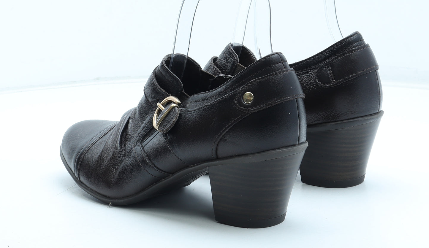 FootGlove Womens Brown Leather Court Heel UK