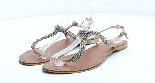 NEXT Womens Brown Leather Thong Sandal UK