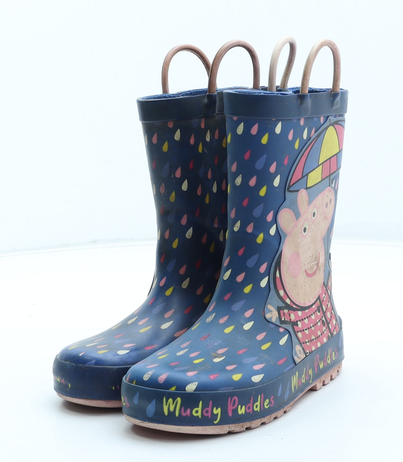 Peppa Pig Girls Multicoloured Geometric Rubber Wellies Boot UK 9 27