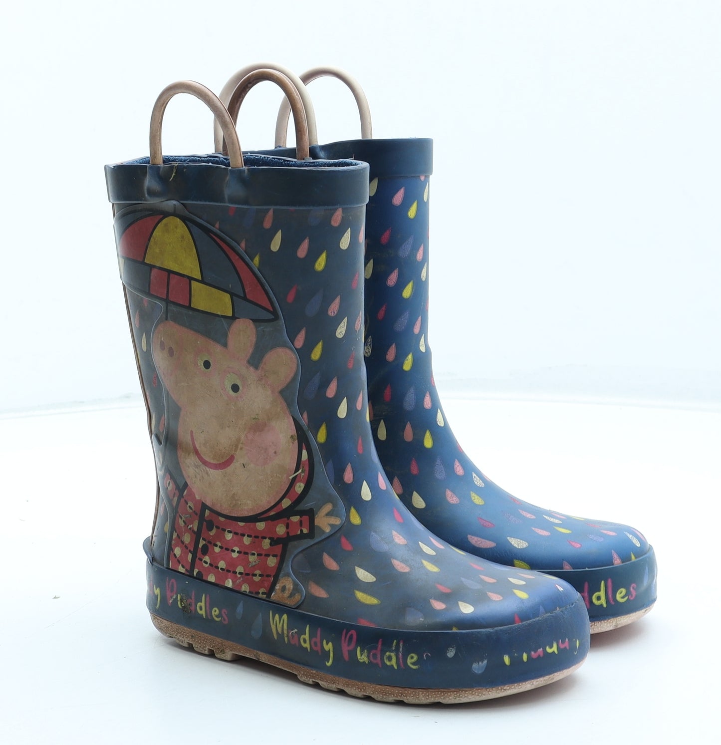Peppa Pig Girls Multicoloured Geometric Rubber Wellies Boot UK 9 27