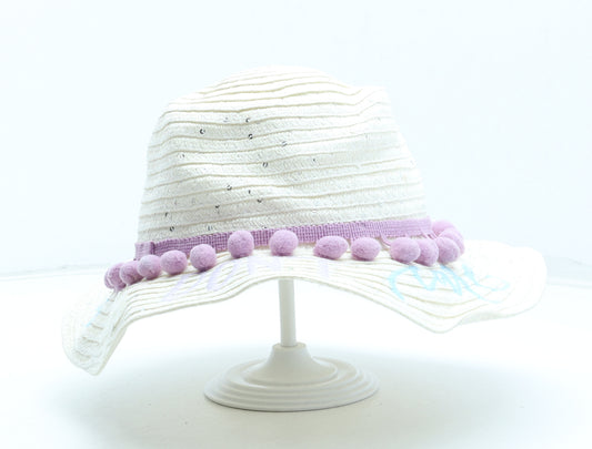 TU Girls White Straw Sun Hat Size S - Size 3-5 years